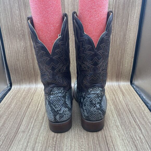 Alfa Western Wear Rustic Natural Python Leather Cowboy Boots Size 28 US 10 Men’s - Picture 4 of 10